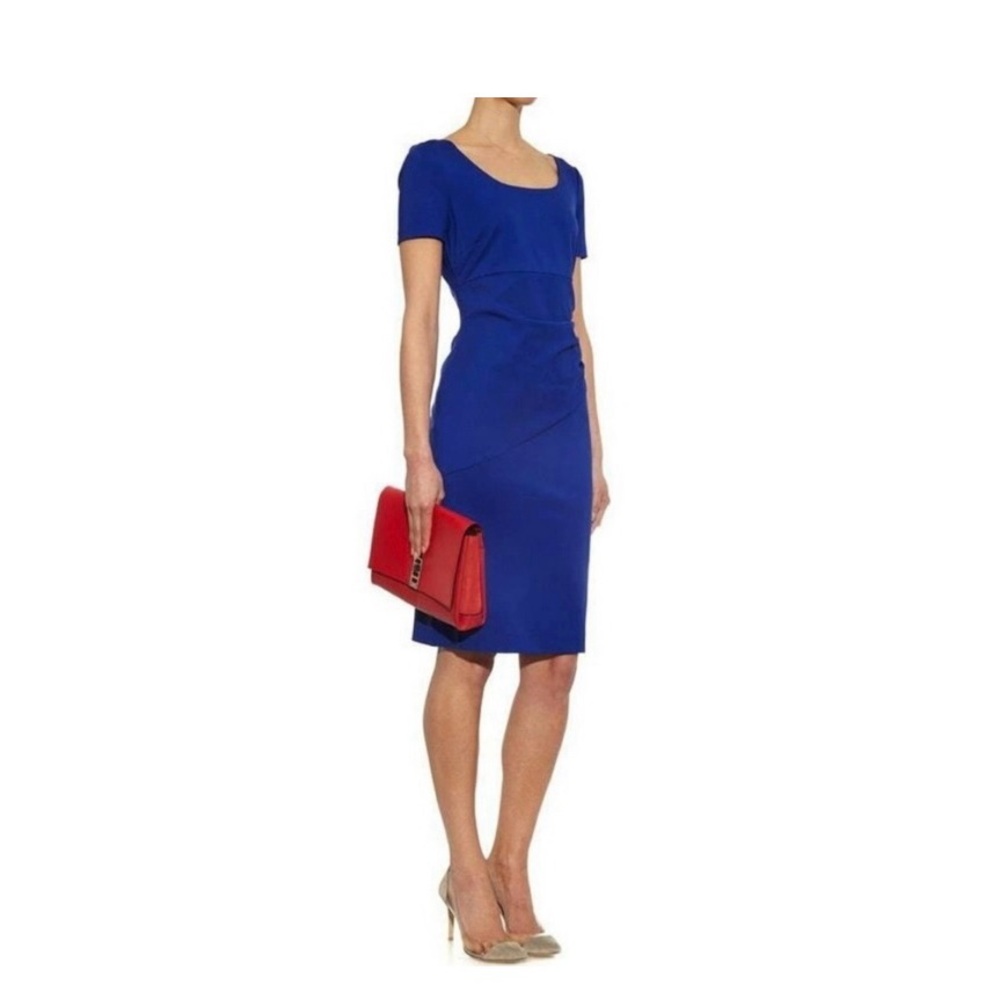 DVF Diane von FURSTENBERG BEVINA Blue SHORT-SLEEVED pencil dress 4 EUC Gorgeous!